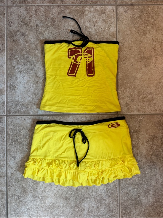 I.AM.GIA Dresses & Skirts - I.AM.GIA Yellow Two-Piece Skirt Set with Black Trim